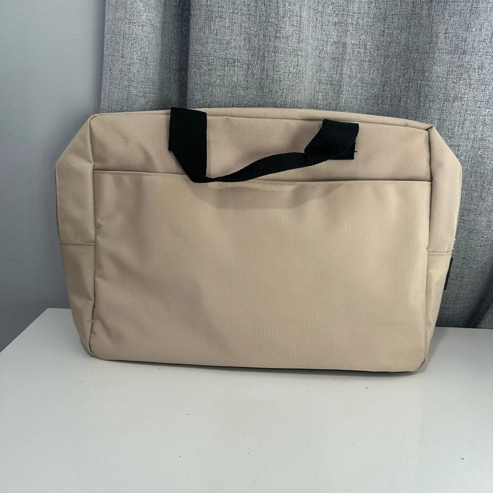 Calvin Klein Tan and Black Laptop Bag with Sturdy Fabric